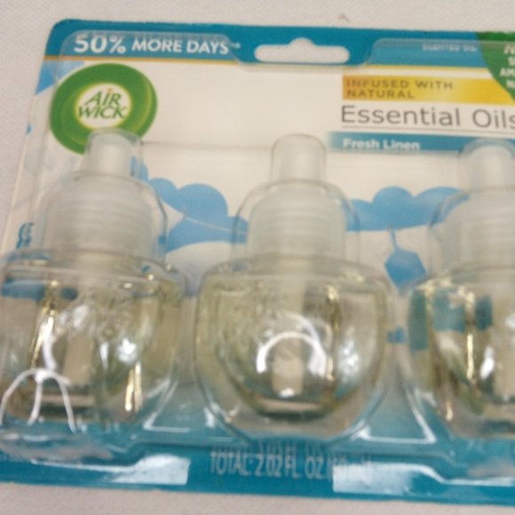 AIR WICK ESSENTIAL OILS REFILLS, FRESH LINEN, NEW - Picture 1 of 4